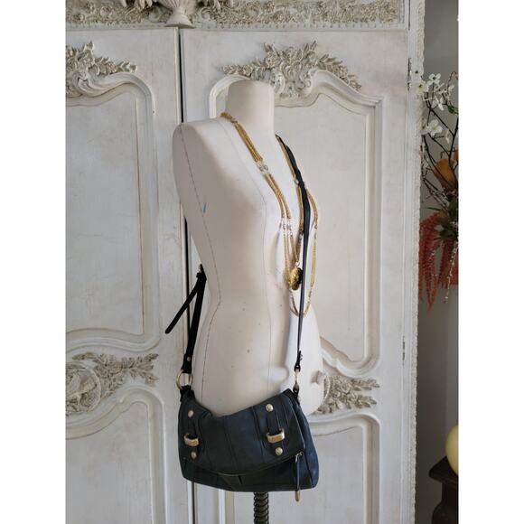 B Makowsky Leather Crossbody bag with Gold Hardware Charcoal - Picture 10 of 10